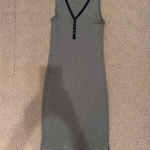 J. Crew Black and White Striped Midi Dress